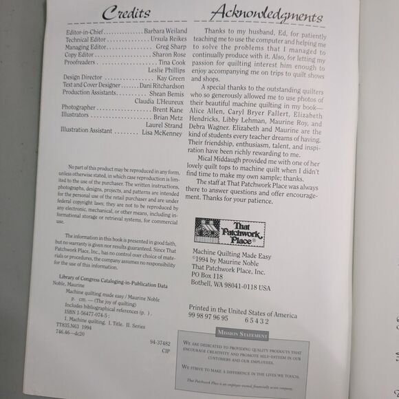 MACHINE QUILTING MADE EASY QUILT BOOK-62 PAGES-THE PATCHWORK PLACE - Picture 3 of 4